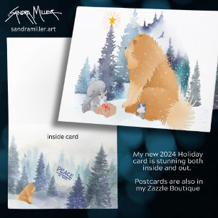 PEACE Chow dog holiday art cards SEE INSIDE