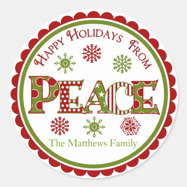 Peace Christmas Gift  Stickers (Front)