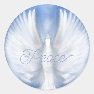 Peace Christmas Holiday New Years Dove Flat Card Classic Round Sticker