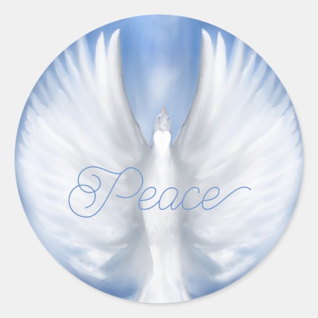 Peace Christmas Holiday New Years Dove Flat Card Classic Round Sticker (Front)