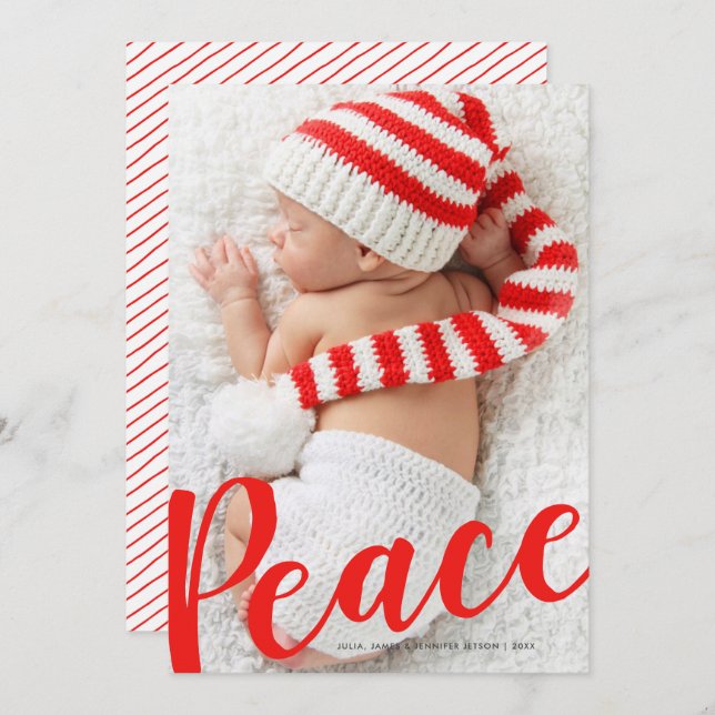 Peace Christmas Holiday Photo Card (Front/Back)