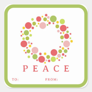 PEACE Christmas label red border