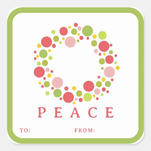 PEACE Christmas label red border (Front)