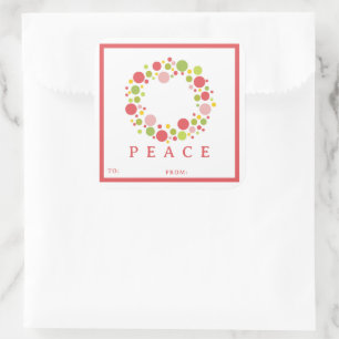 PEACE Christmas label red border