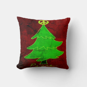 Peace Christmas Tree Abstract Art Cushion