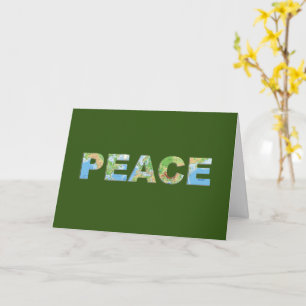 Peace Christmas unique green earth map popout Card