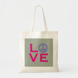 Peace Circle Symbol Love Green Pink Tote Bag