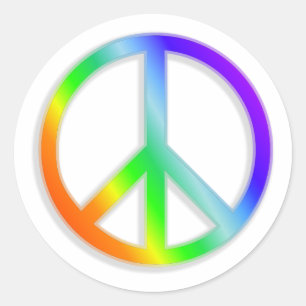 Peace CND Symbol in Rainbow Colour Classic Round Sticker