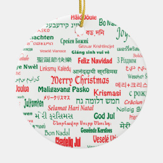 Peace Coexist Happy Merry Christmas Many Languages Ceramic Tree Decoration