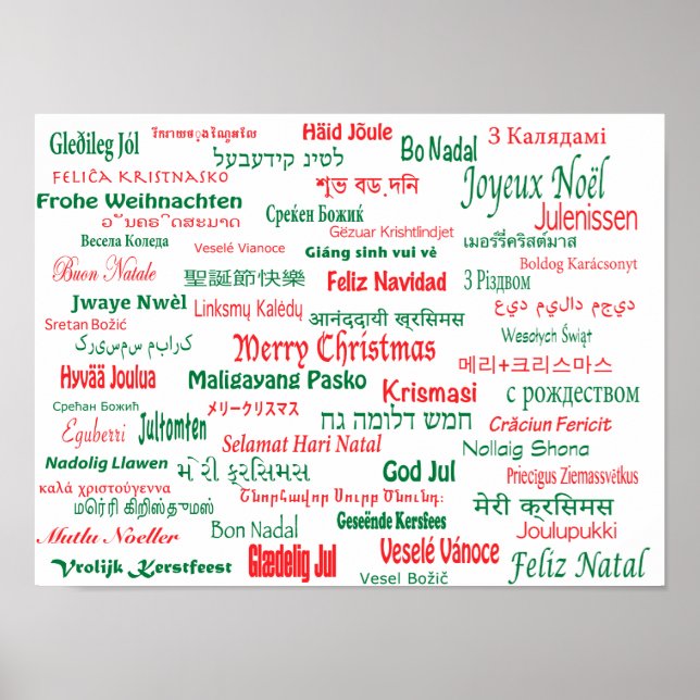 Peace Coexist Happy Merry Christmas Many Languages Poster (Front)