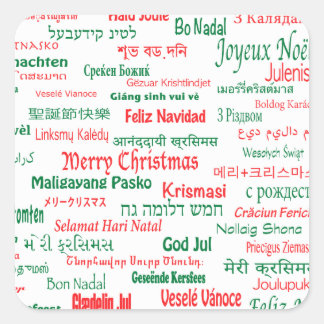 Peace Coexist Happy Merry Christmas Many Languages Square Sticker