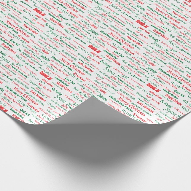 Peace Coexist Happy Merry Christmas Many Languages Wrapping Paper (Corner)