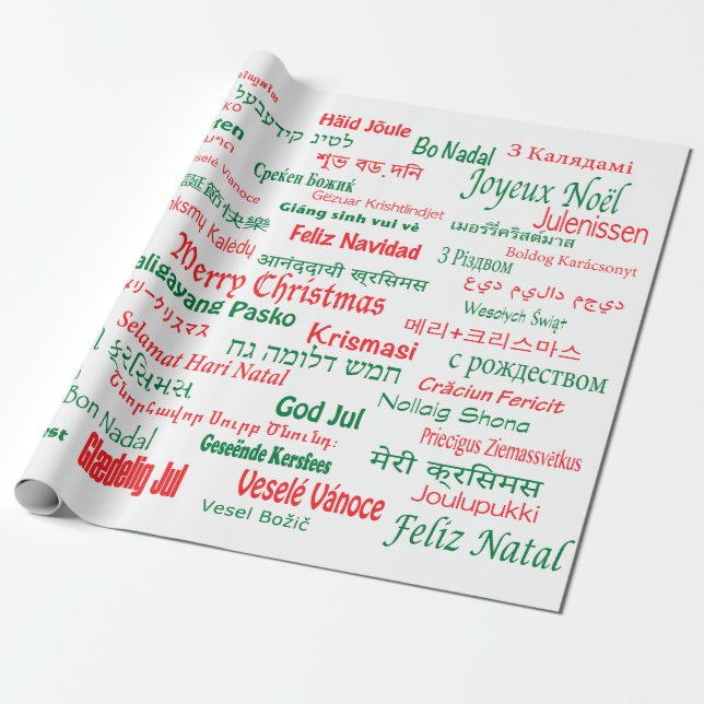 Peace Coexist Happy Merry Christmas Many Languages Wrapping Paper (Unrolled)