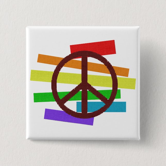 peace colour flag cloth-like 15 cm square badge (Front)
