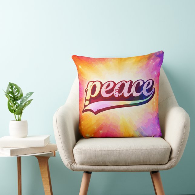 Peace Colourful Typography Inspirational Cushion (Chair)