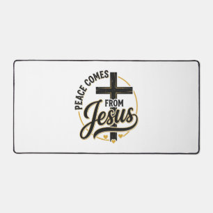 Peace Comes From Jesus Christian Cross Shirt Desk Mat