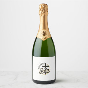 Peace Comes From Jesus Christian Cross Shirt Sparkling Wine Label