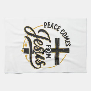 Peace Comes From Jesus Christian Cross Shirt Tea Towel