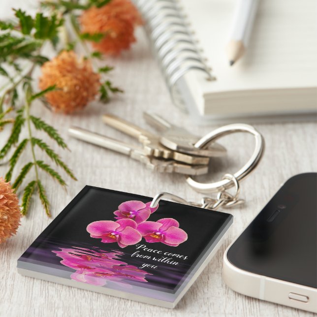 Peace Comes From Within You Orchids Keychain (Front Right)
