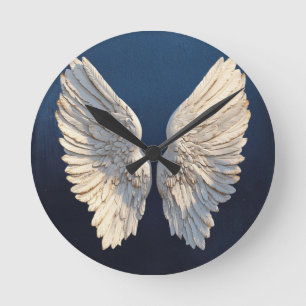 Peace Comfort Timeless Beauty Blue Elegant Angel Round Clock