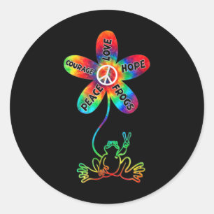 Peace Courage Love Hope Frogs Hippie Classic Round Sticker