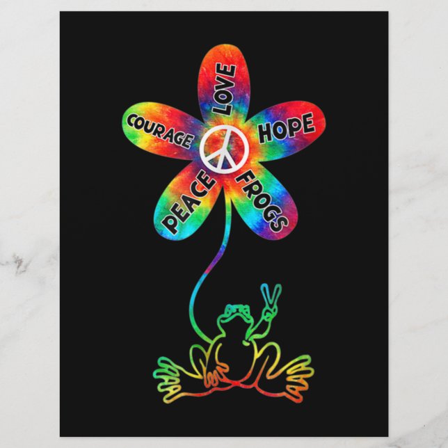 Peace Courage Love Hope Frogs Hippie Custom Letterhead (Front)