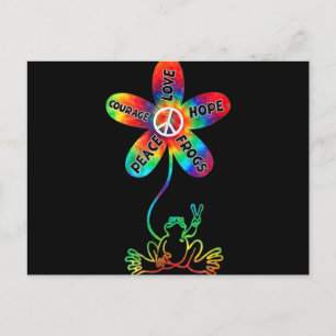 Peace Courage Love Hope Frogs Hippie Holiday Postcard