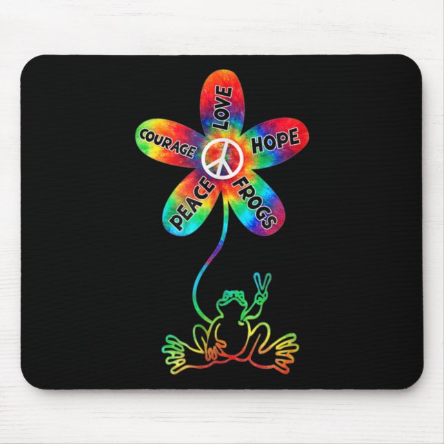 Peace Courage Love Hope Frogs Hippie Mouse Mat (Front)