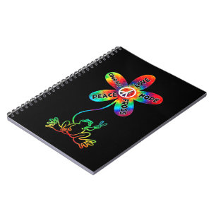 Peace Courage Love Hope Frogs Hippie Notebook