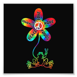 Peace Courage Love Hope Frogs Hippie Photo Print
