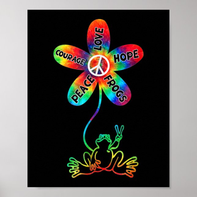 Peace Courage Love Hope Frogs Hippie Poster (Front)