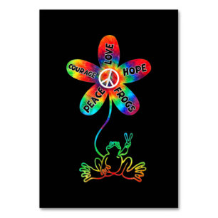 Peace Courage Love Hope Frogs Hippie Table Number