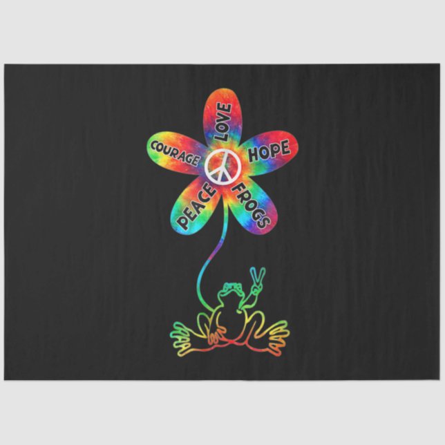 Peace Courage Love Hope Frogs Hippie Tissue Paper (Front)