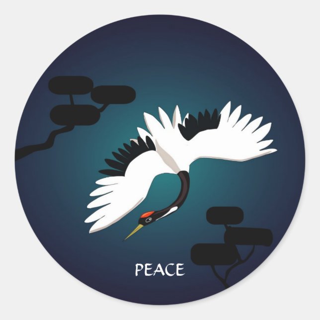 Peace Crane Classic Round Sticker (Front)