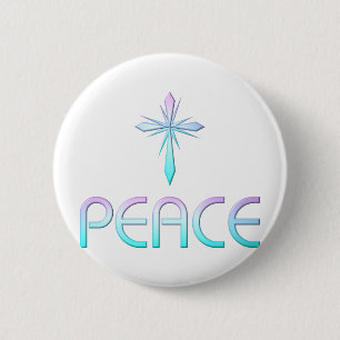 Peace Cross Christian 6 Cm Round Badge