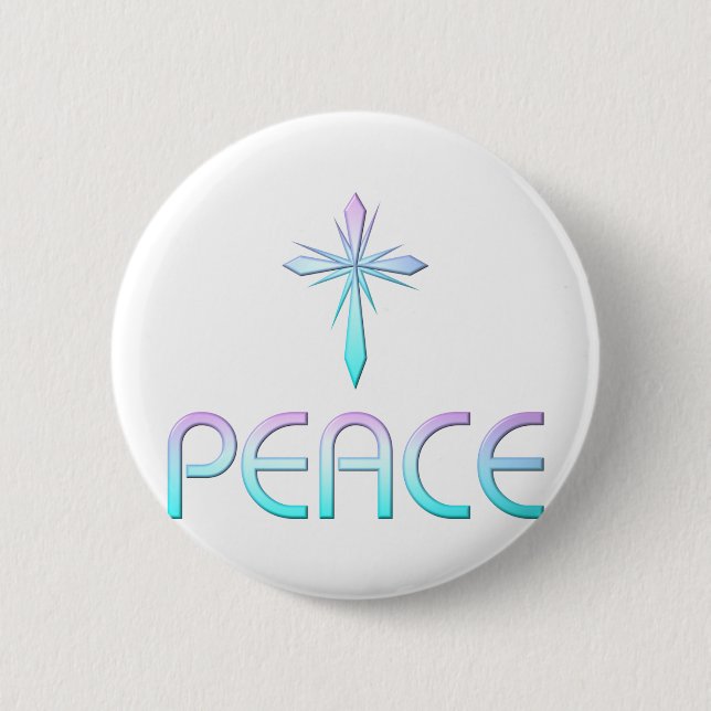 Peace Cross Christian 6 Cm Round Badge (Front)