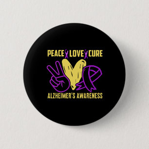 Peace Cure Love  Alzheimer´s Awareness  6 Cm Round Badge