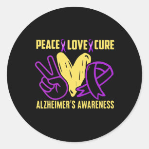 Peace Cure Love Alzheimer´s Awareness Classic Round Sticker