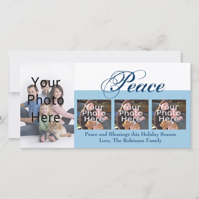 Peace Custom Christmas or Hanukkah Photo Cards (Front)