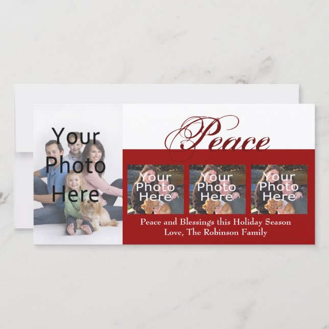 Peace Custom Christmas Photo Cards (Front)