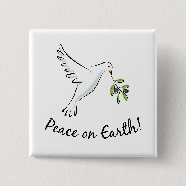Peace dove 15 cm square badge (Front)