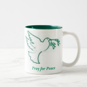 Peace Dove 1, Pray for Peace Two-Tone Coffee Mug