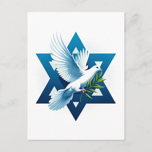 Peace Dove and Blue Star of David  Postcard (Front)
