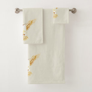 Peace Dove and Olive Branch On Ecru Bath Towel Set