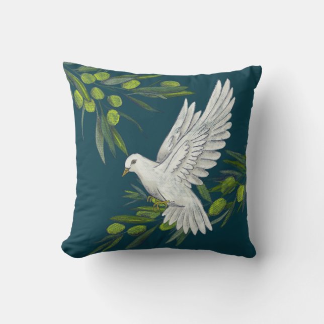 Peace Dove and Olive Branches Cushion (Front)