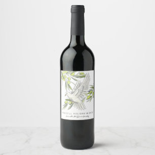 Peace Dove and Olive Branches Custom Wine Label