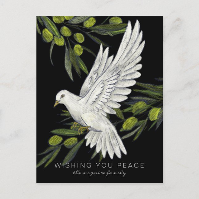 Peace Dove and Olive Branches Holiday Postcard (Front)