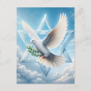 Peace Dove and Star of David Clouds Postcard