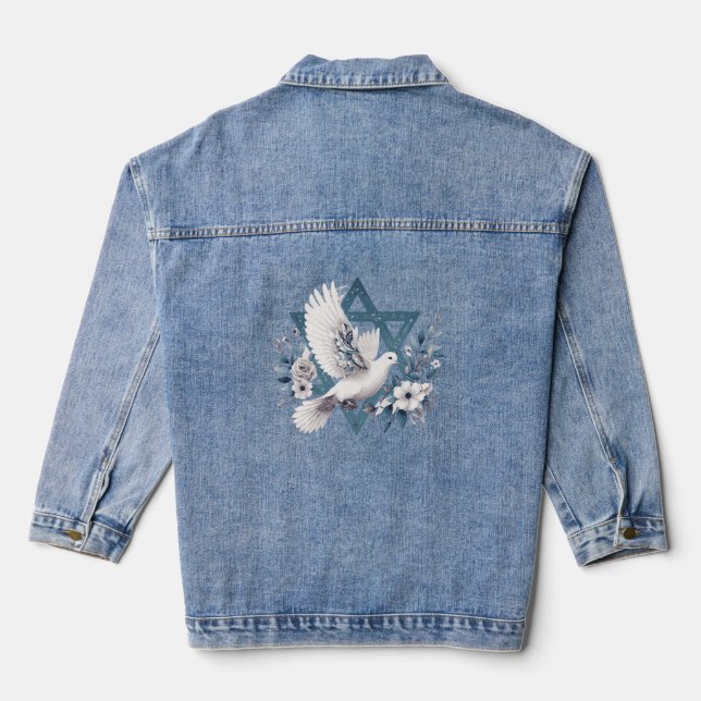 Peace Dove and Star of David Denim Jacket (Back)