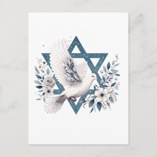 Peace Dove and Star of David Flowers Postcard